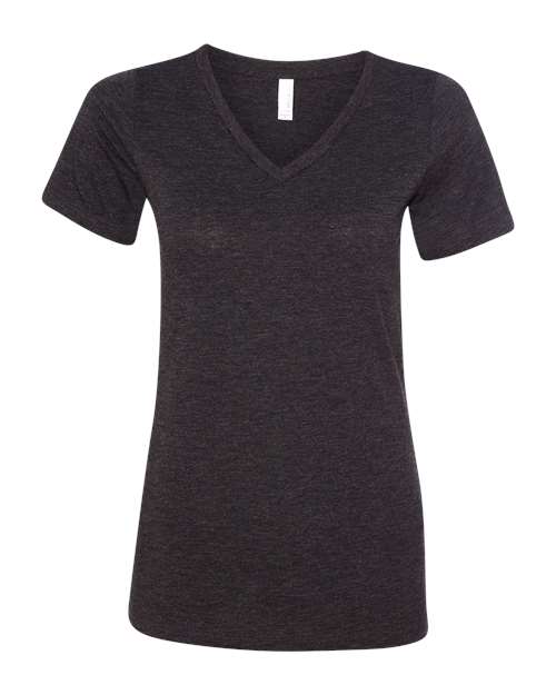 BELLA + CANVAS 6415 Women's Relaxed Triblend V-Neck Tee, Charcoal Black Triblend