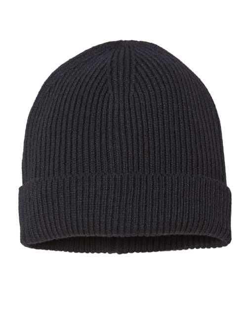 Atlantis Headwear ANDY Sustainable Fine Rib Cuffed Beanie, Black