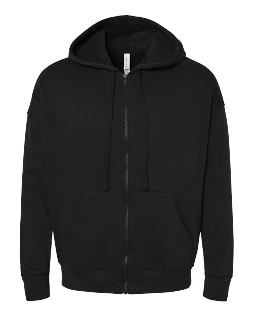 BELLA + CANVAS 3759 Unisex Sponge Fleece DTM Full-Zip Hoodie Sweatshirt, Black