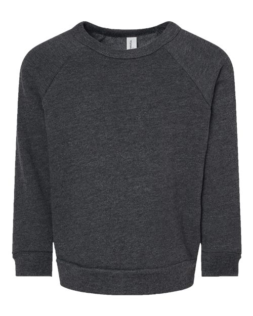 BELLA + CANVAS 3901T Toddler Sponge Fleece Raglan Crewneck Sweatshirt, Dark Grey Heather