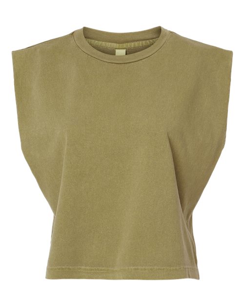 American Apparel 307GD Women's Garment-Dyed Heavyweight Muscle Tee, Faded Army