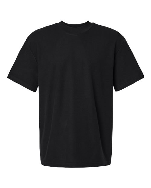American Apparel 1PQ Unisex Pique Mock Neck Tee, Black