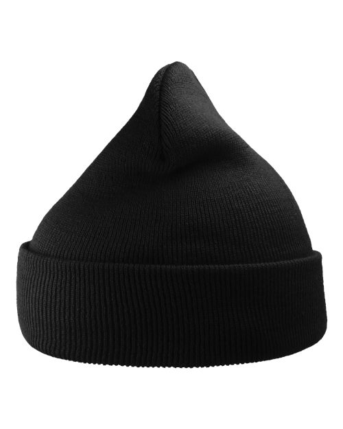 Atlantis Headwear WIND Sustainable 12" Knit Beanie, Black