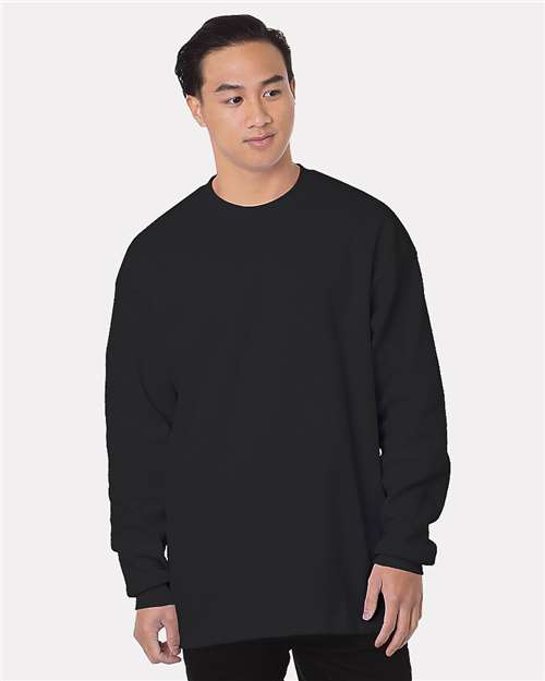 Bayside 8205 Men's USA-Made Heavyweight Waffle Knit Thermal, Black