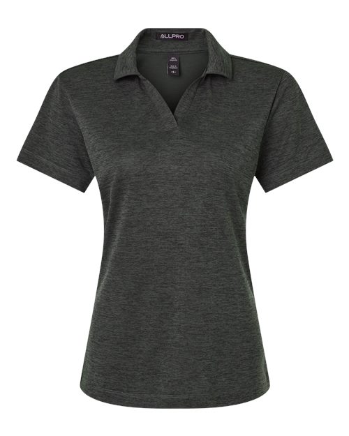 AllPro 4HM00L Women's Pro-Lock Performance Mélange Polo, Black Melange