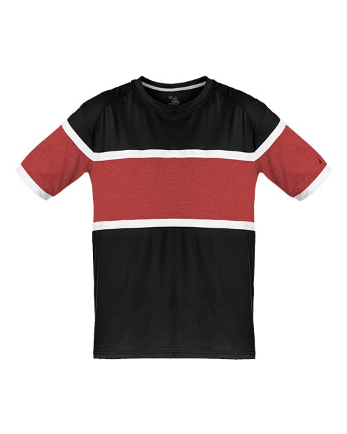 Badger 4980 Unisex United T-Shirt, Black/ Red/ White