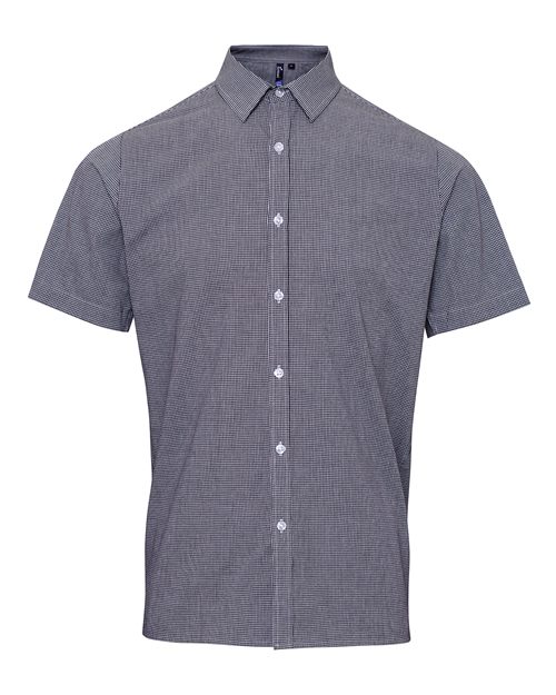 Artisan Collection by Reprime RP221 Men's Microcheck Gingham Cotton Shirt, Black/ White