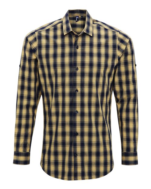Artisan Collection by Reprime RP250 Men's Mulligan Check Cotton Shirt, Camel/ Navy