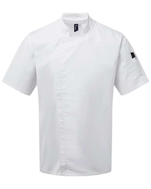 Artisan Collection by Reprime RP906 Unisex Zip-Close Short Sleeve Chef's Coat, White