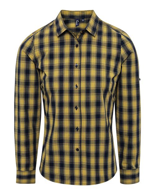 Artisan Collection by Reprime RP350 Women's Mulligan Check Cotton Dress Shirt, Camel/ Navy