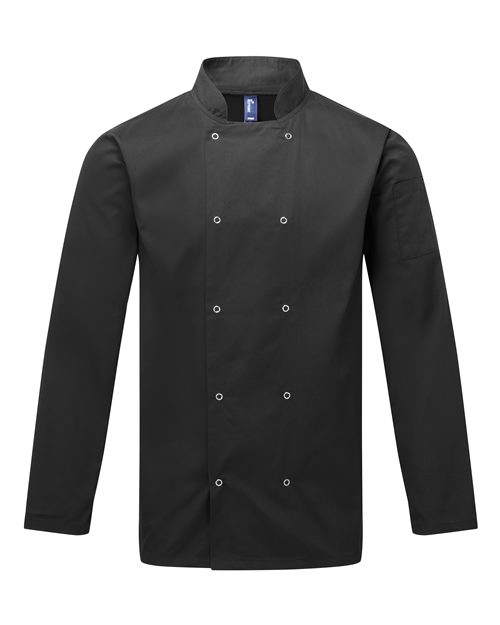 Artisan Collection by Reprime RP665 Unisex Ten Studded Front Chef Coat, Black