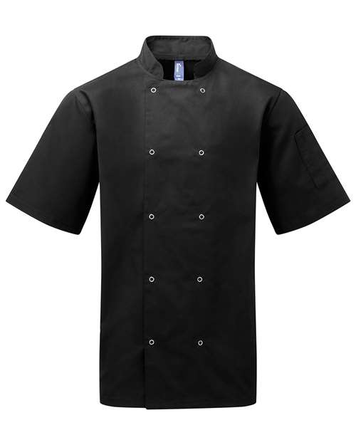 Artisan Collection by Reprime RP664 Unisex Ten Studded Front Short Sleeve Chef Coat, Black