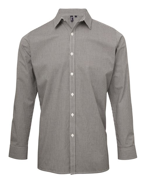 Artisan Collection by Reprime RP220 Men's Microcheck Gingham Cotton Shirt, Black/ White