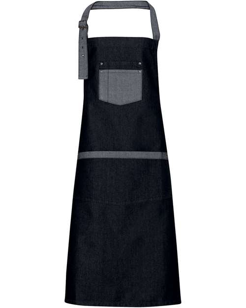 Artisan Collection by Reprime RP127 Domain Contrast Denim Bib Apron, Black Denim
