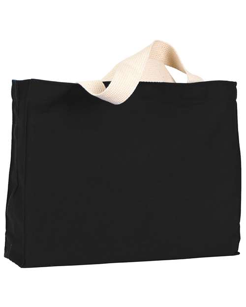 Bayside BA750 USA-Made Canvas Medium Gusset Tote Bag, Black