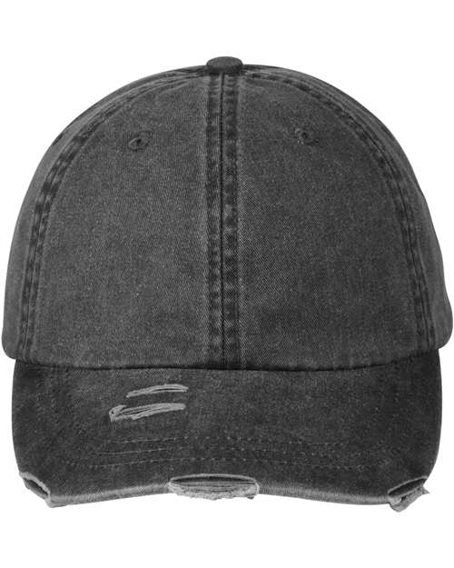 Adams Headwear LP108 Classic Pigment Distressed Dad Hat, Black