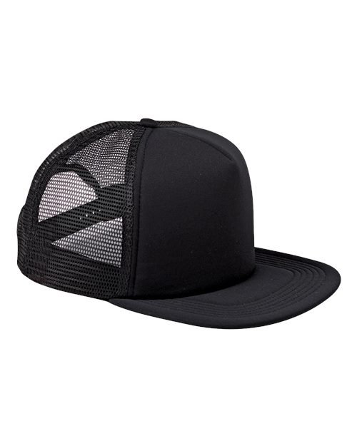 Big Accessories BX030 Foam Front Trucker Cap, Black/ Black