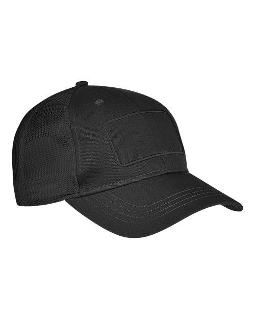 Big Accessories BA656T Patch Trucker Cap, Black/ Black/ Black