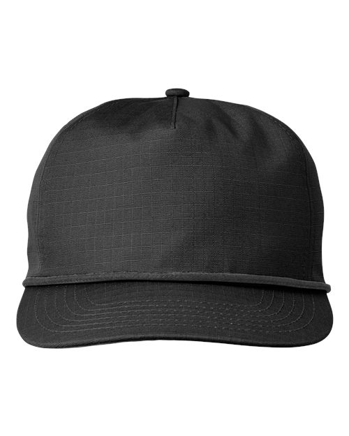 Big Accessories BA699 Lariat Ripstop Cap, Black/ Black Rope