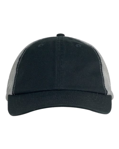 Big Accessories BA601 Washed Trucker Cap, Black/ Grey