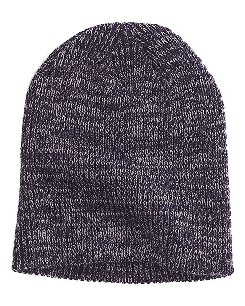 Big Accessories BA524 Ribbed Marled Beanie, Black/ Grey