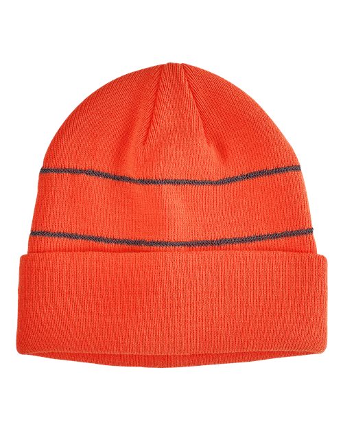 Big Accessories BA535 Reflective Cuffed Beanie, Neon Orange