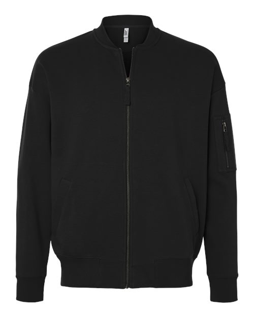 American Apparel FTJ77 Unisex French Terry Bomber Jacket, Black