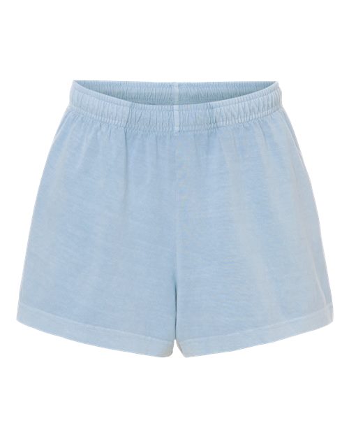 BELLA + CANVAS 6824GD Women's Garment-Dyed Shorts, Light Washed Denim