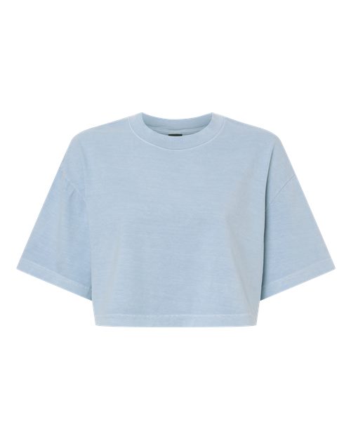 BELLA + CANVAS 6882GD Women's Garment-Dyed Cropped Tee, Light Washed Denim