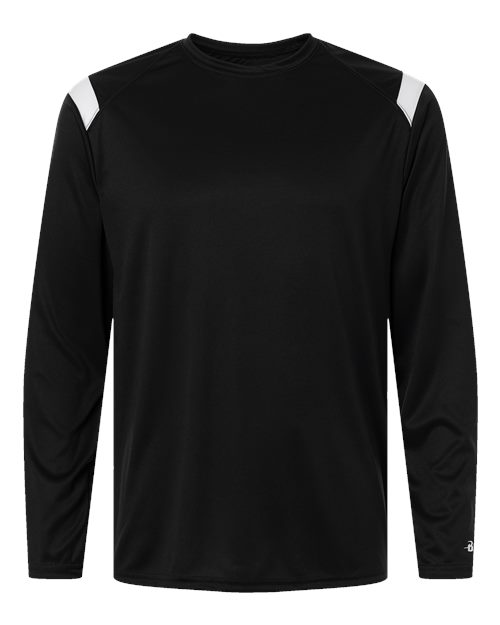 Badger 4255 Unisex On The Rise Long Sleeve T-Shirt, Black/ White