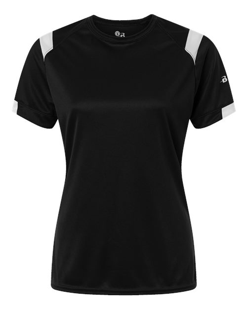 Badger 4380 Women's On The Rise T-Shirt, Black/ White