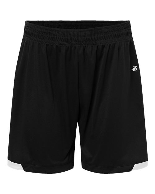 Badger 7101 Men's On The Rise Shorts, Black/ White