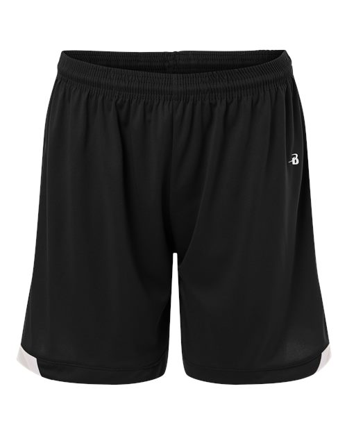Badger 7102 Women's On The Rise Shorts, Black/ White