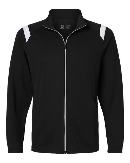 Badger 7725 Men's On The Rise Outercore Warm-up Jacket, Black/ White