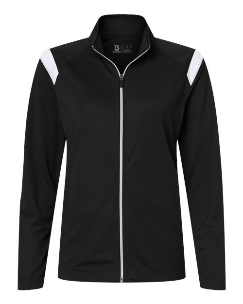 Badger 7925 Women's On The Rise Outercore Warm-Up Jacket, Black/ White