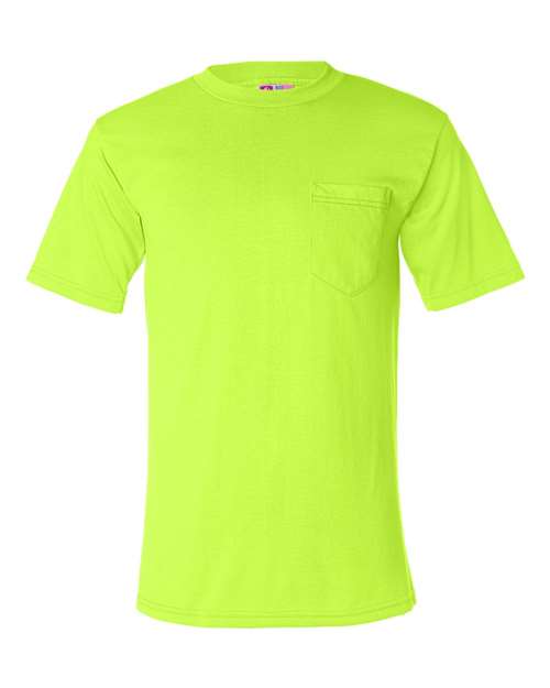 Bayside 1725 Unisex USA-Made 50/50 Pocket T-Shirt, Safety Green