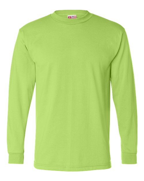 Bayside 1715 Men's USA-Made 50/50 Long Sleeve T-Shirt, Safety Green