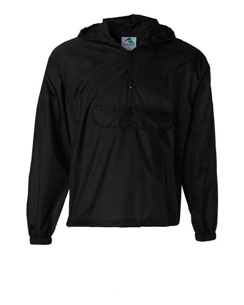 Augusta Sportswear 3130 Unisex Packable Half-Zip Hooded Pullover Jacket, Black