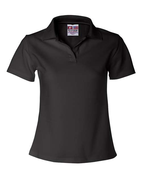 Bayside 1050 Women's USA-Made V-Neck Polo, Black