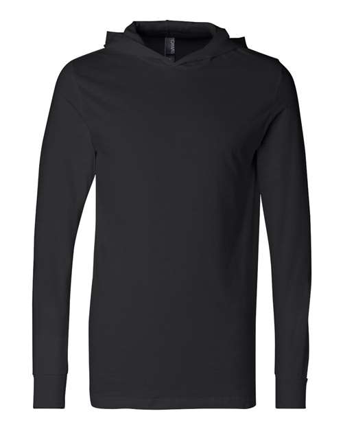 BELLA + CANVAS 3512 Unisex Jersey Hooded Long Sleeve Tee, Black