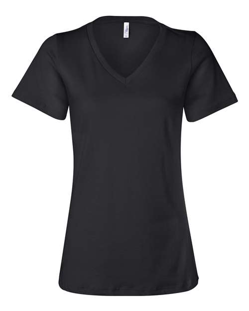 BELLA + CANVAS 6405 Women’s Relaxed Jersey V-Neck Tee, Black