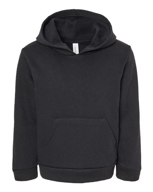 BELLA + CANVAS 3719T Toddler Sponge Fleece Pullover Hoodie Sweatshirt, Black