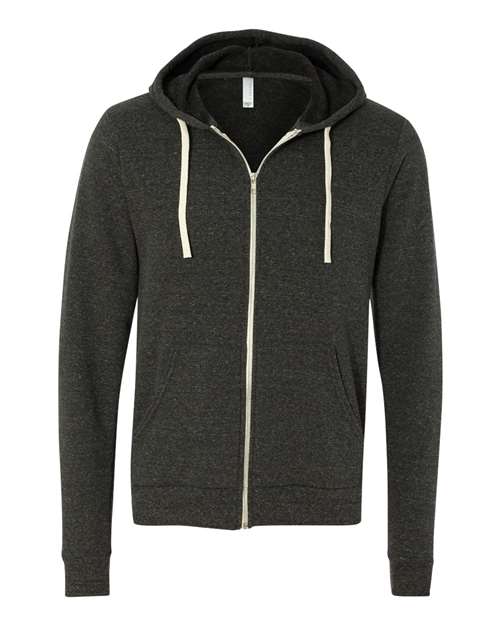 BELLA + CANVAS 3909 Unisex Triblend Sponge Fleece Full-Zip Hoodie Sweatshirt, Charcoal Black Triblend