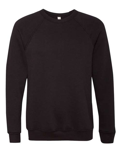 BELLA + CANVAS 3901 Unisex Sponge Fleece Raglan Crewneck Sweatshirt, Black