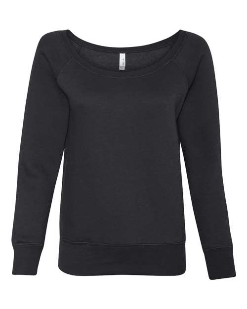 BELLA + CANVAS 7501 Women’s Sponge Fleece Wide Neck Sweatshirt, Black