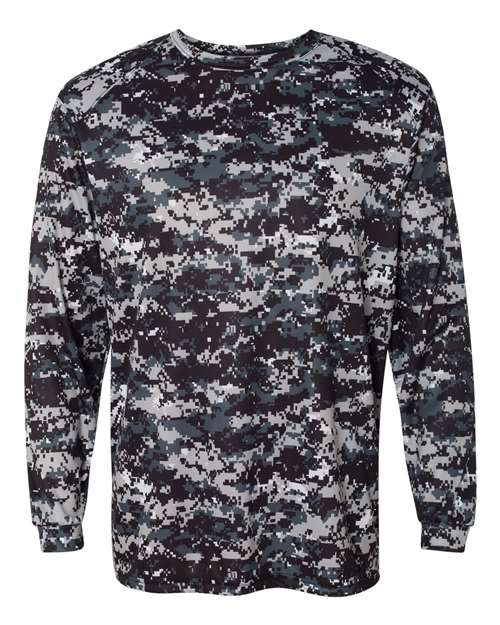 Badger 4184 Men's Digital Camo Long Sleeve T-Shirt, Black Digital