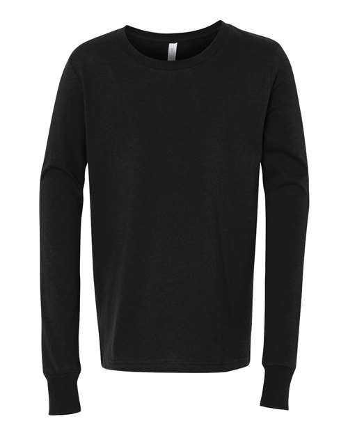 BELLA + CANVAS 3501Y Youth Jersey Long Sleeve Tee, Black