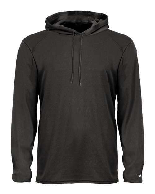 Badger 4105 Unisex B-Core Hooded Long Sleeve T-Shirt, Black