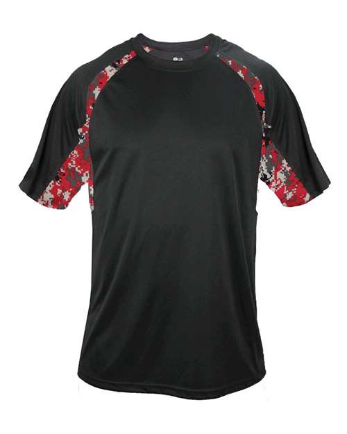 Badger 4140 Men's Hook Digital T-Shirt, Black/ Red