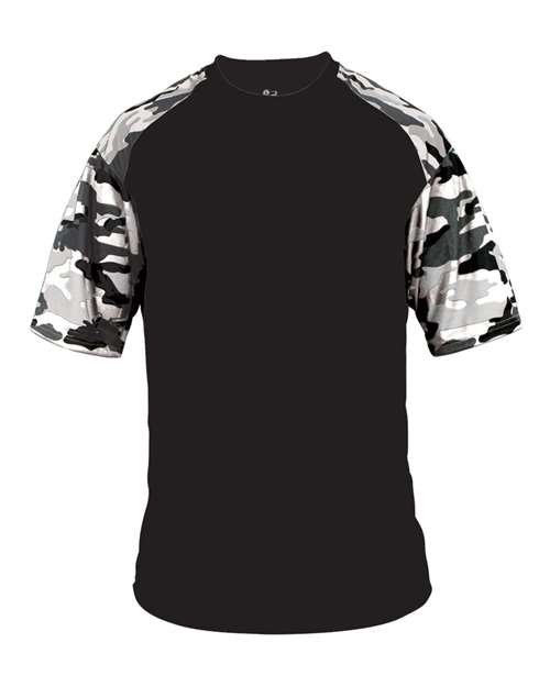 Badger 4141 Men's Camo Sport T-Shirt, Black/ White Camo